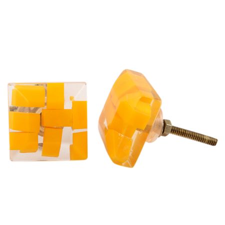Mustard Resin Square Knob